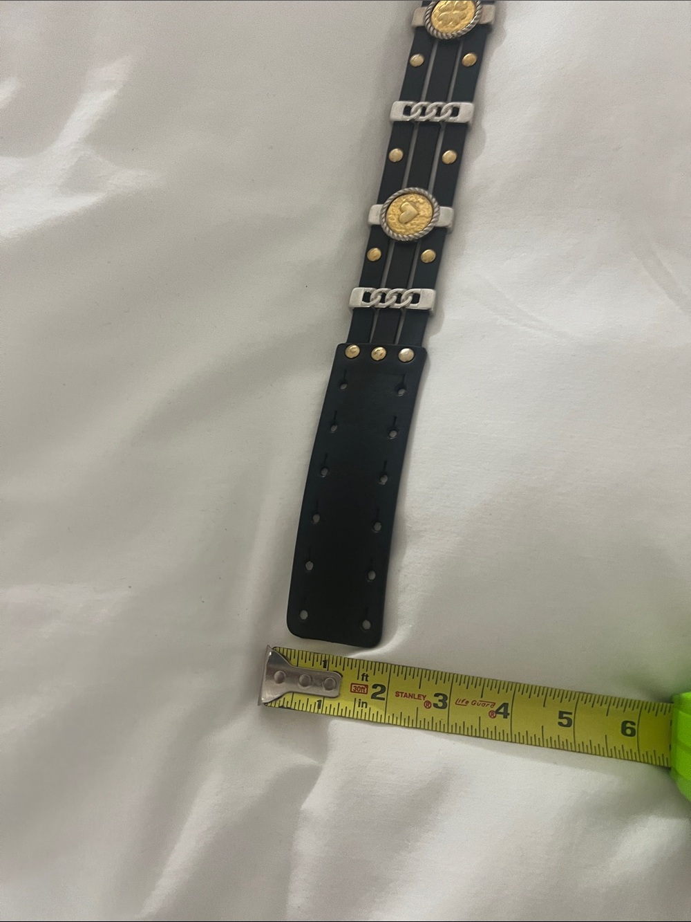 Maje Black Leather belt with Gold and Silver tone accents - Size 1 - Picture 8 of 8